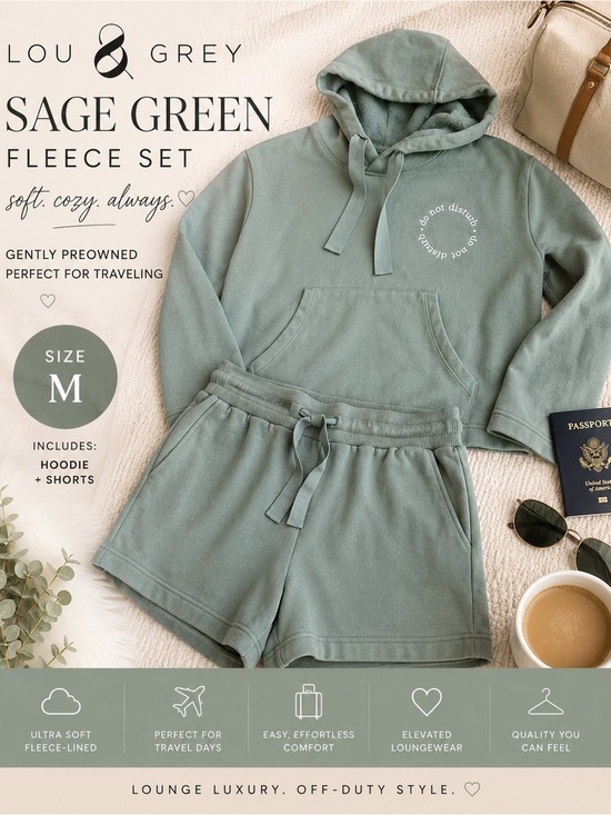 Lou & Grey Tops - Lou & Grey Sage Green Hoodie and Shorts Loungewear Set